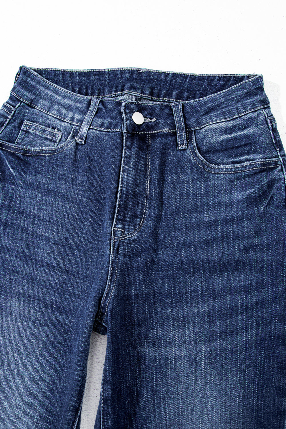 Mineral Washed Raw Hem High Waist Flared Jeans