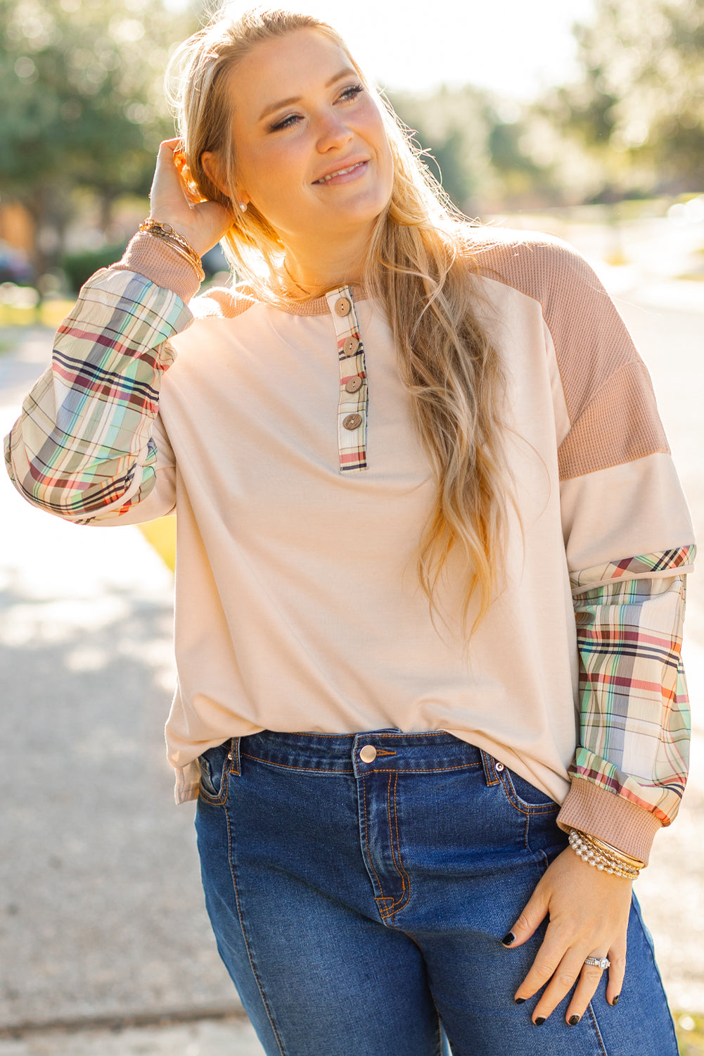 The Plaid Layered Henley Shirt