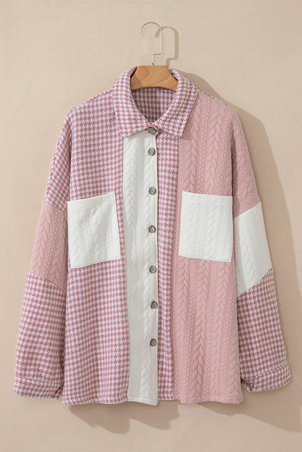 Weekend Houndstooth Knit Shacket