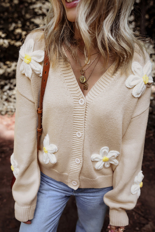 LaurenNichole Elegant Parchment Flower Cardigan