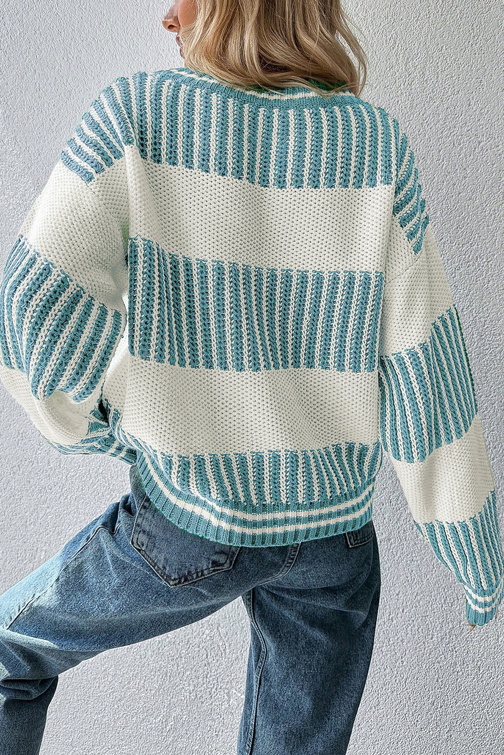 Comfy Stripped Patchwork Oversized Wide Sleeved Sweater in 3 Colors