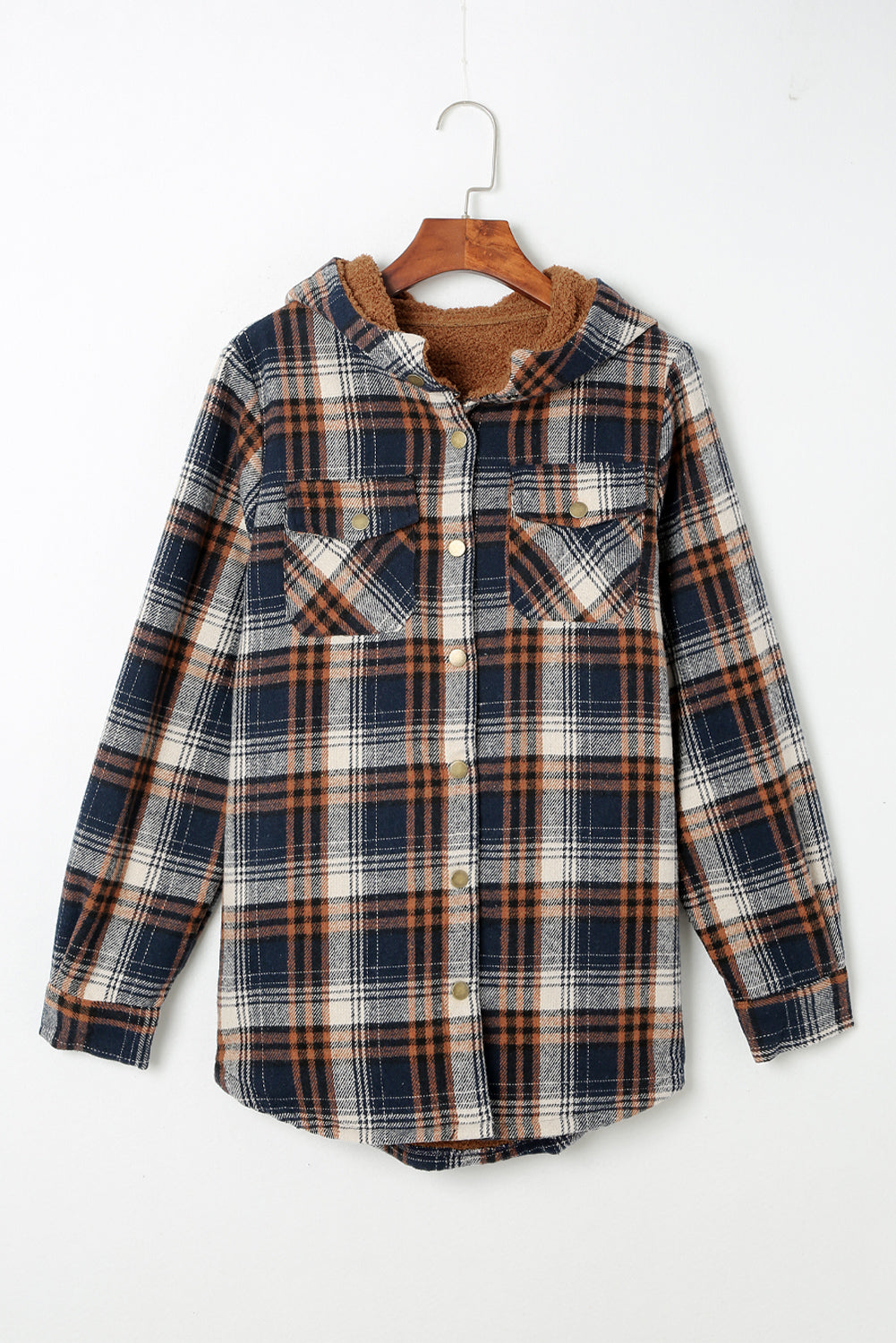 Cozy Plush Plaid Sherpa Hoodie Shacket