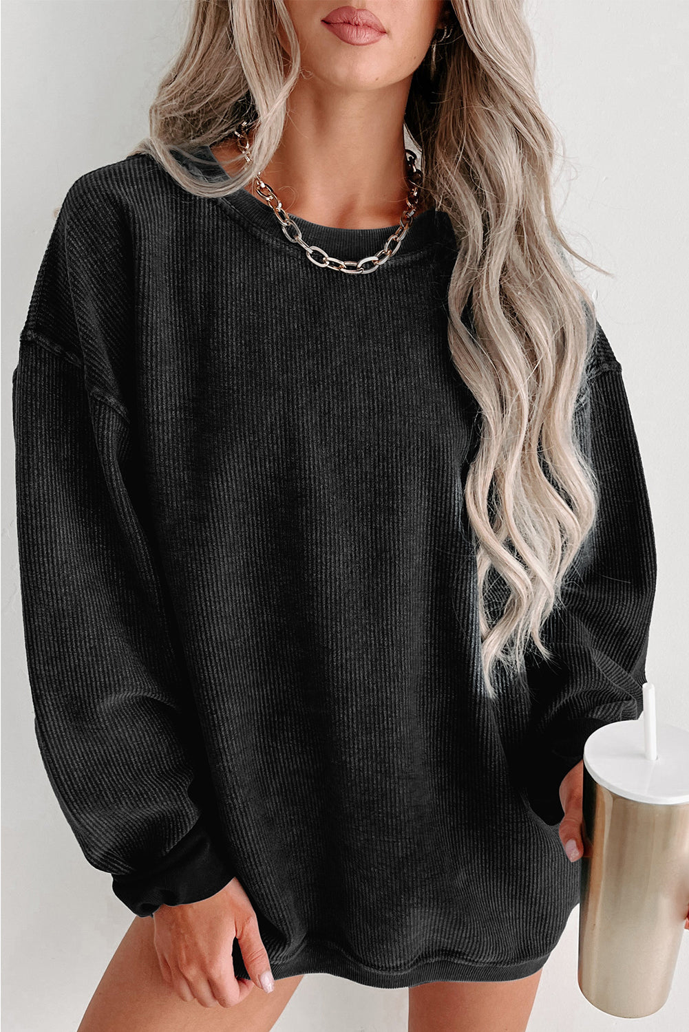 Comfy Corduroy Boyfriend Sweatshirt in 6 Colors ( S-2X)