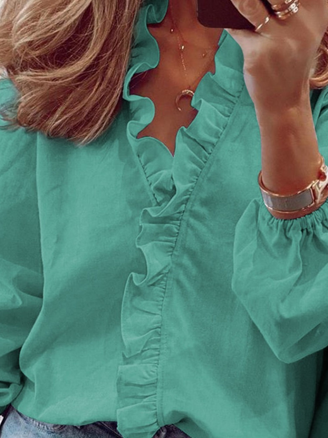 5 Elegant Ruffle V-Neck Blouse Shirt (S - 5X)