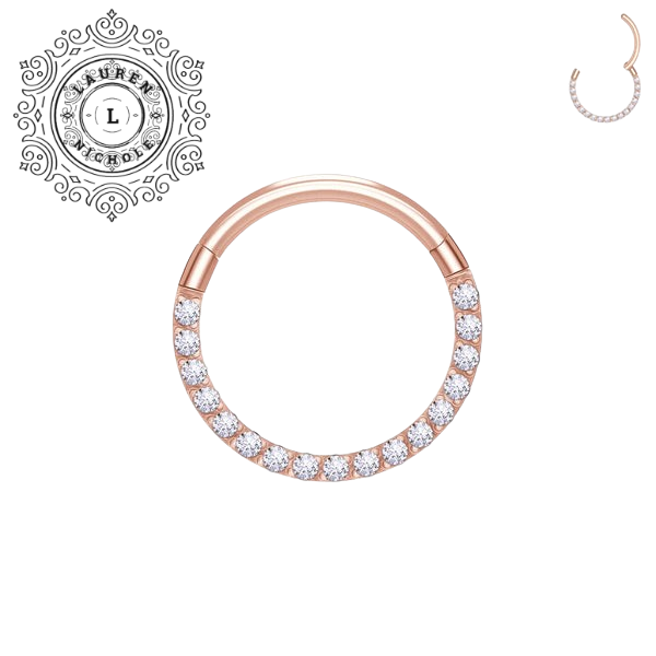Luxe Titanium Hoop Rings with Opulent CZ Stones