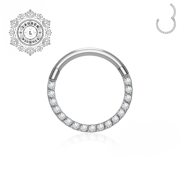 Luxe Titanium Hoop Rings with Opulent CZ Stones