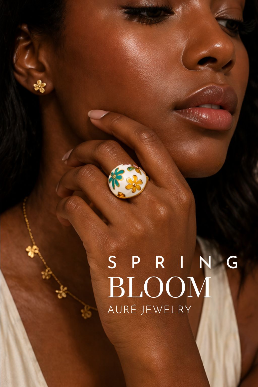 LaurenNichole Auré Chunky Gold Flower Ring – Tarnish-Free Statement Ring in 3 Sizes