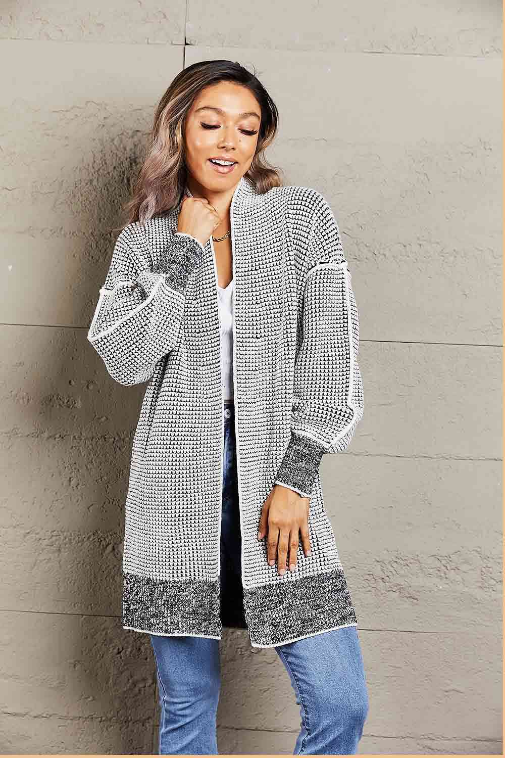 5 Woven Heather Longline Cardigan