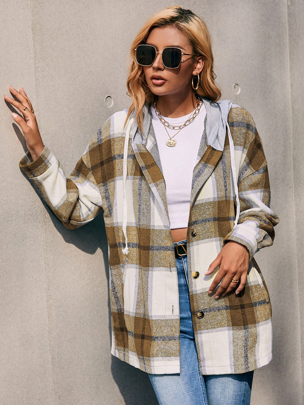 Plaid Boyfriend Hoodie Jacket