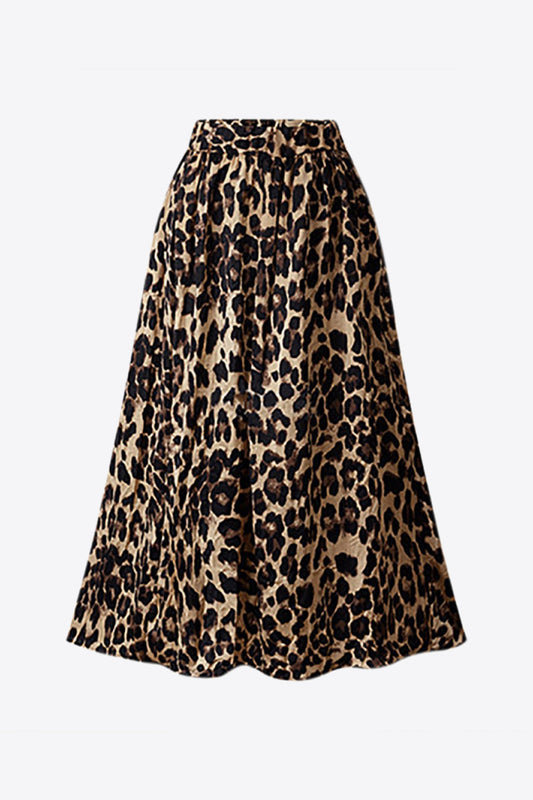 Elegant Chic Leopard Midi Skirt (L - 5X)