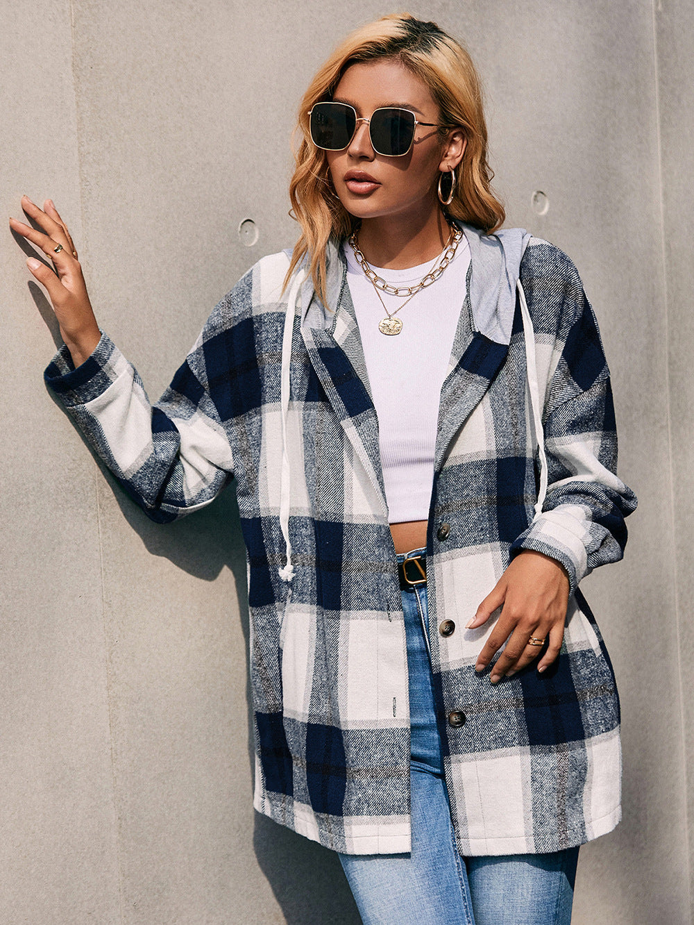 Plaid Boyfriend Hoodie Jacket