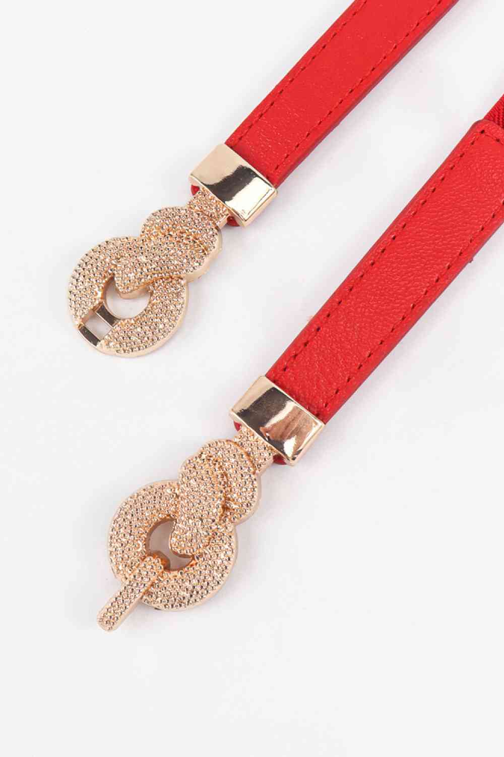 3 Zinc Alloy Vegan Leather Thin Belt