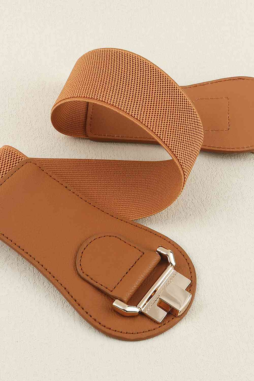 Vegan Leather Buckle Elastic Belt ( 2 Colors)