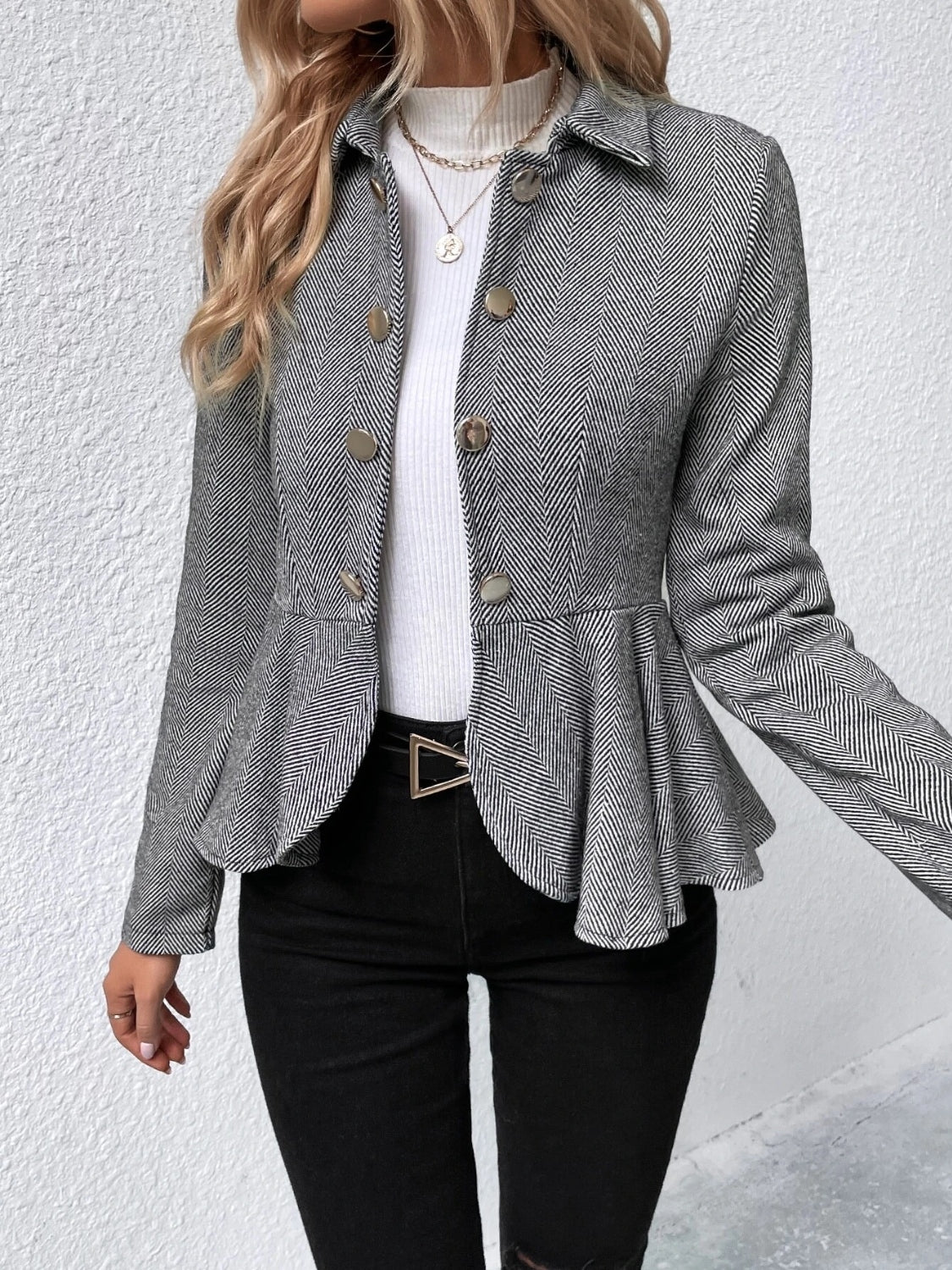 4 Elegant Ruffle Collared Blazer