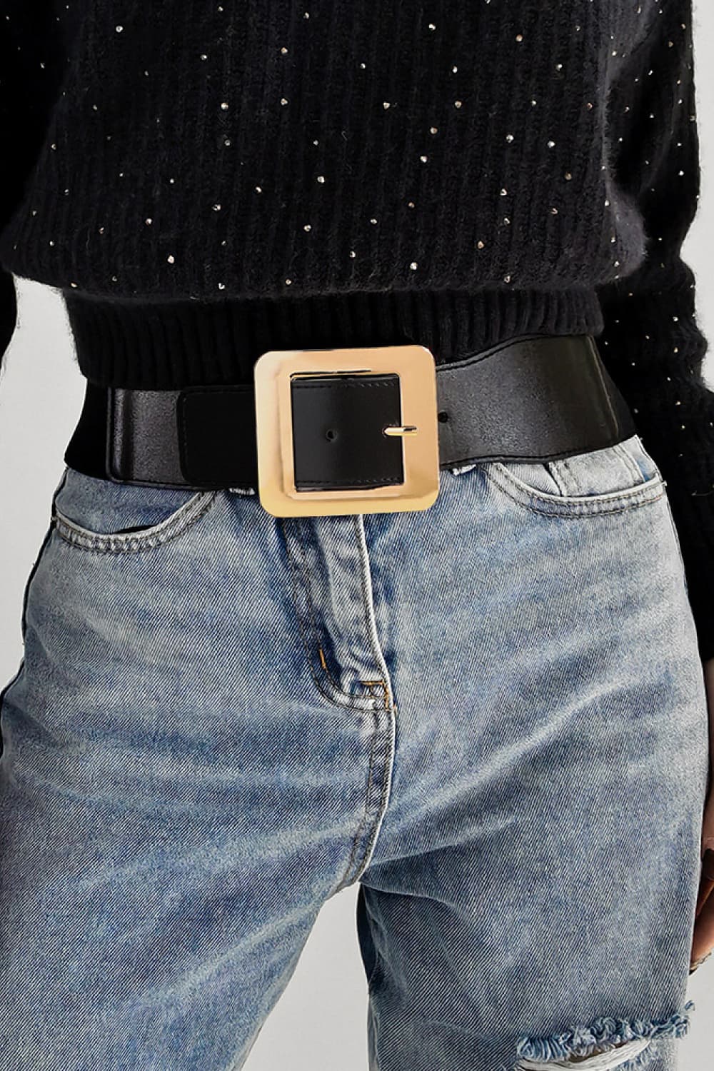 Black Classic Vegan Buckle Belt