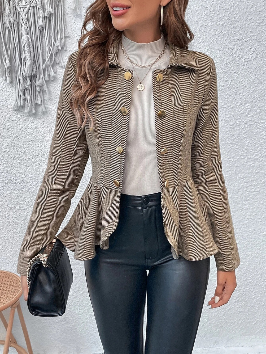 4 Elegant Ruffle Collared Blazer
