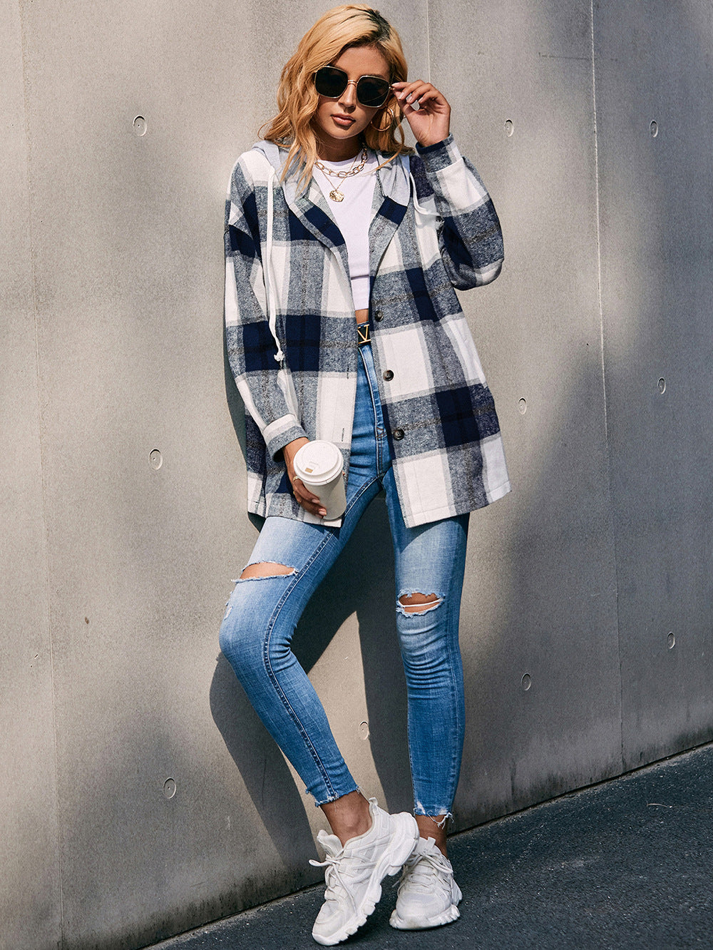 Plaid Boyfriend Hoodie Jacket