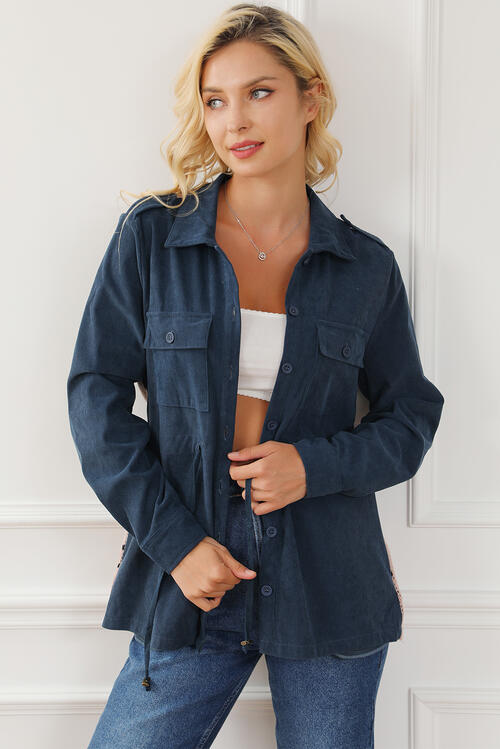 Collared Geometric Button Up Jacket