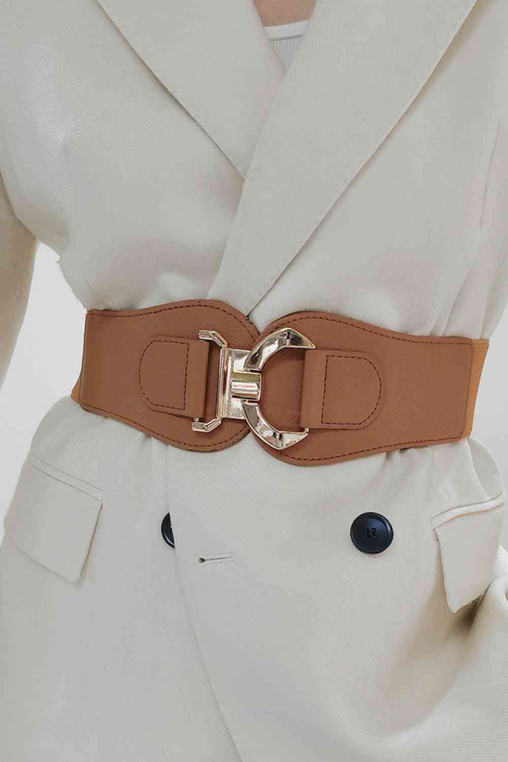 Vegan Leather Buckle Elastic Belt ( 2 Colors)