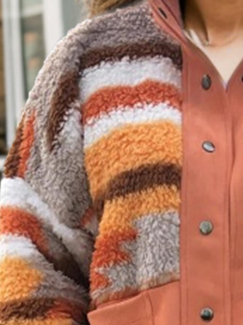 Color Block Snap Down Jacket (1X - 3X)