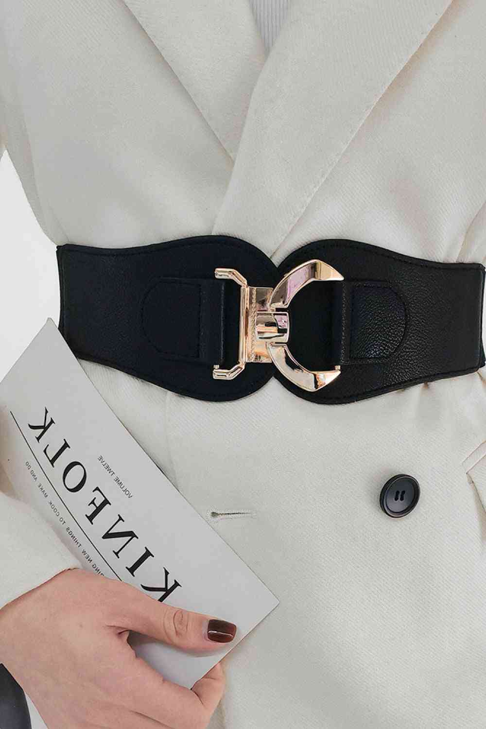 Vegan Leather Buckle Elastic Belt ( 2 Colors)