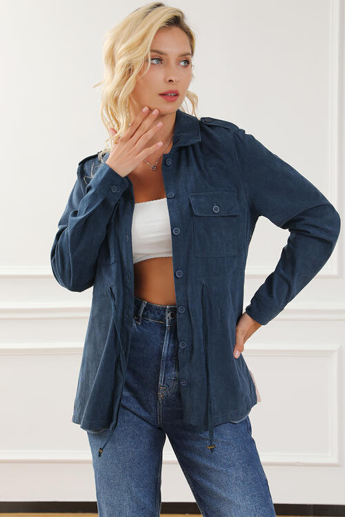 Collared Geometric Button Up Jacket