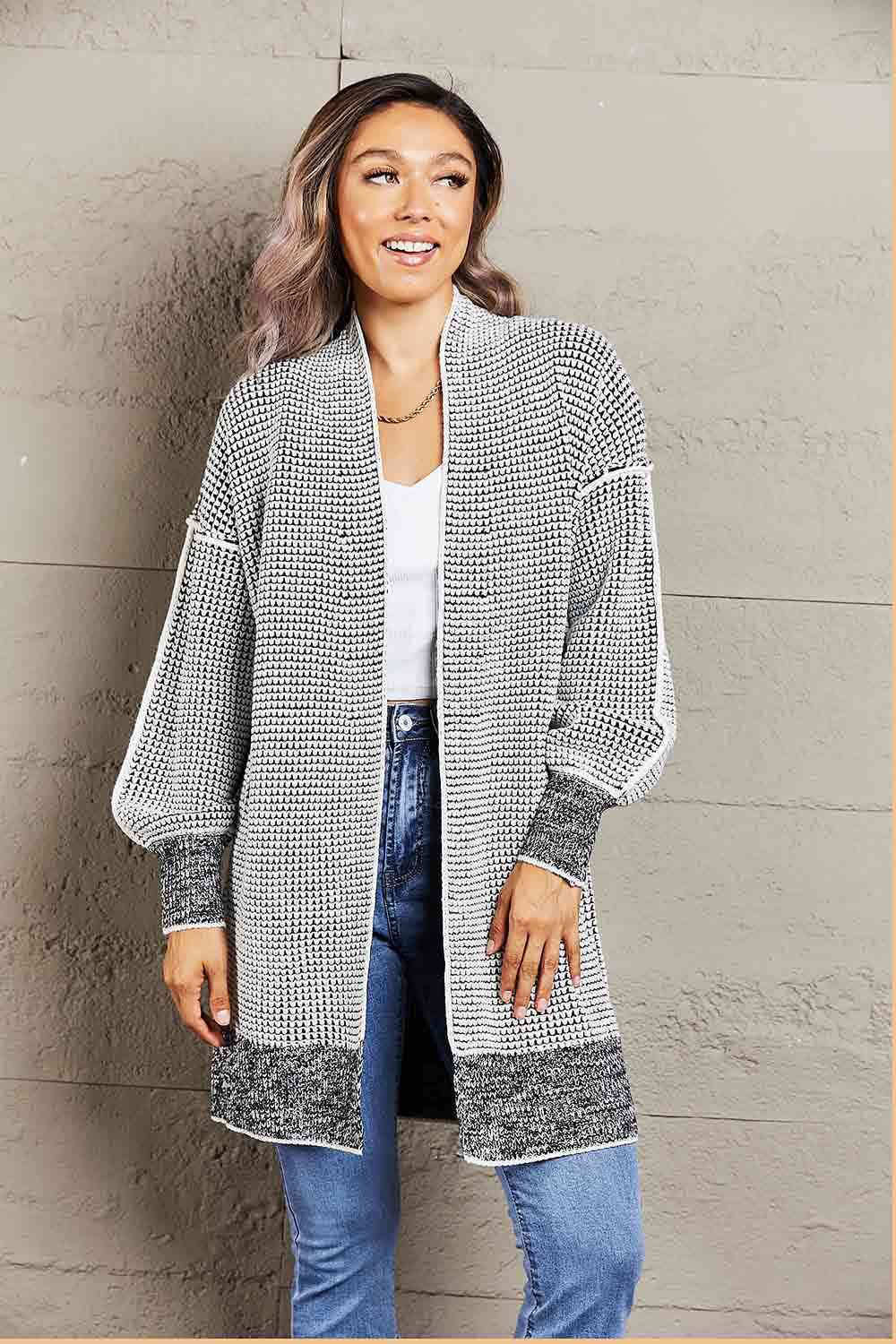 5 Woven Heather Longline Cardigan