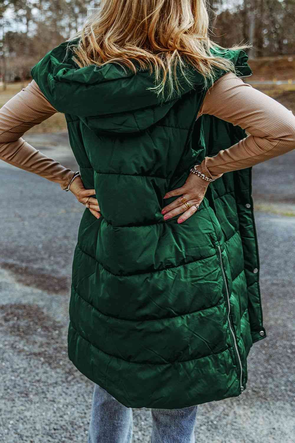 Long Puffer Hoodie Vest