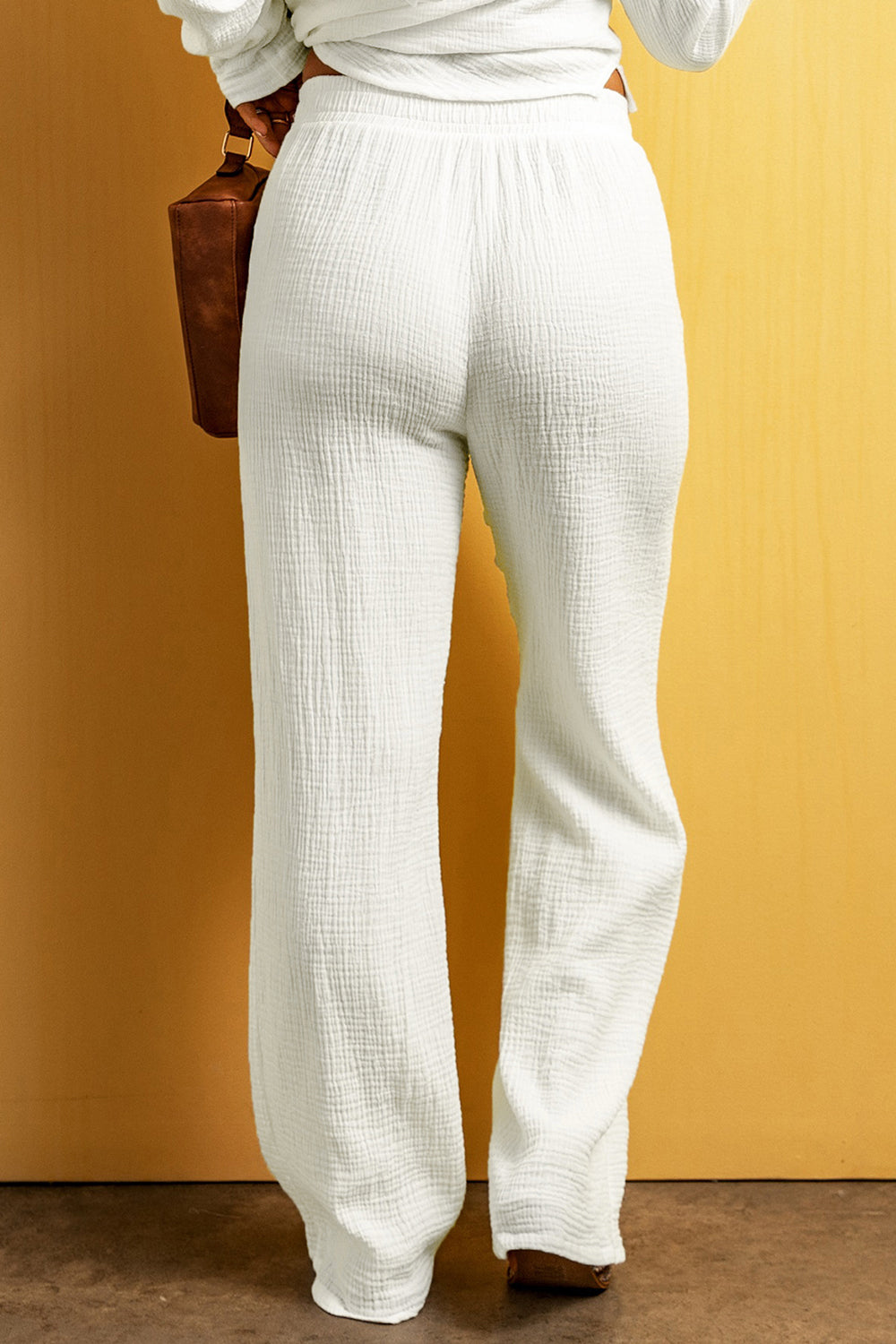 Casual Textured Straight Leg Pants