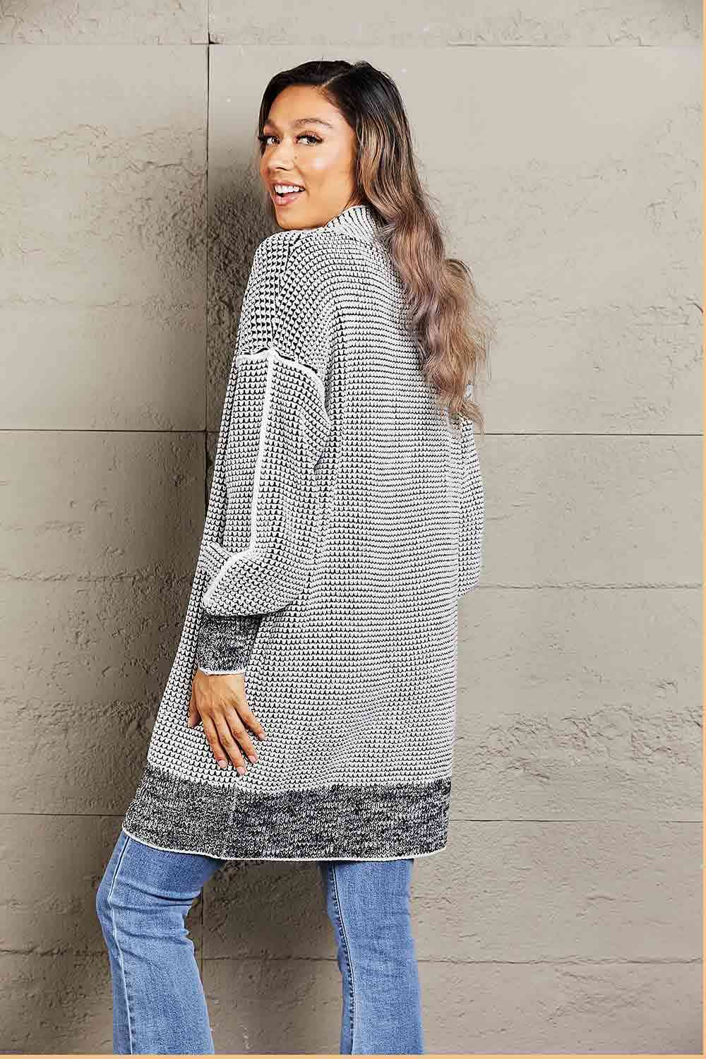 5 Woven Heather Longline Cardigan