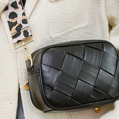 4 Vegan Leather Woven Crossbody handbag
