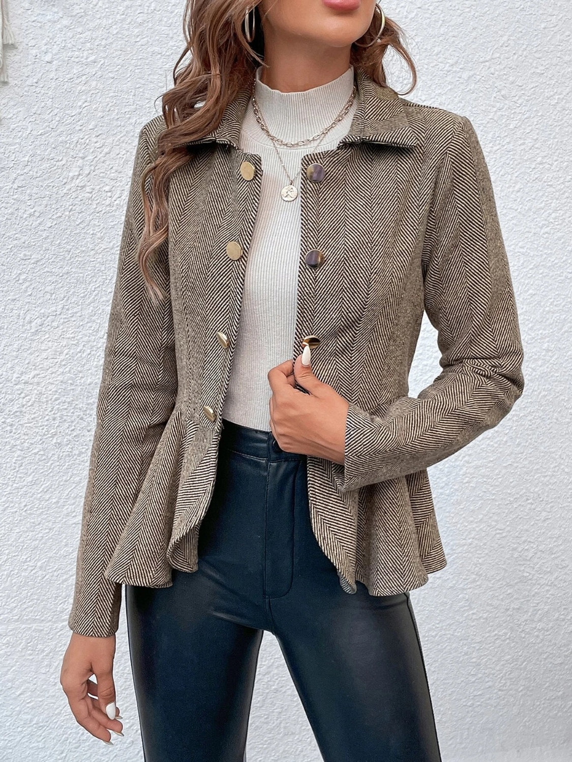 4 Elegant Ruffle Collared Blazer