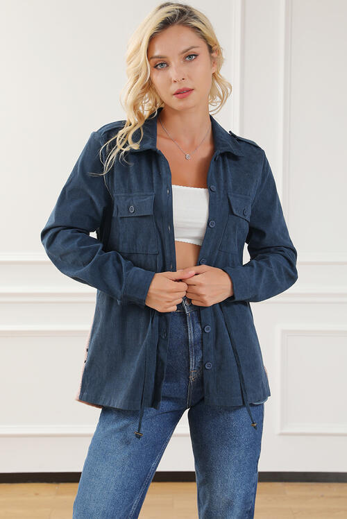 Collared Geometric Button Up Jacket