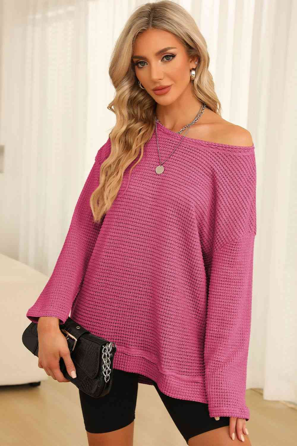 7 Cozy Oversized Waffle-Knit Sweatshirt (S - 2X)
