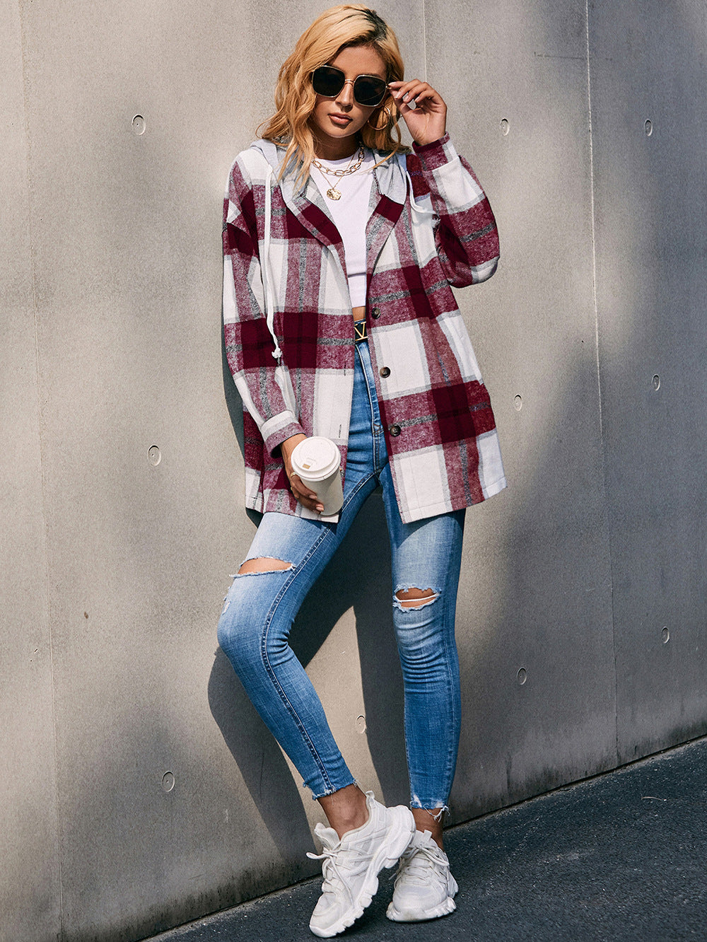 Plaid Boyfriend Hoodie Jacket