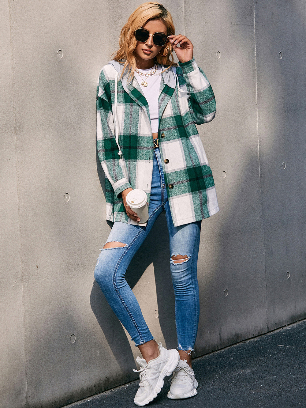 Plaid Boyfriend Hoodie Jacket