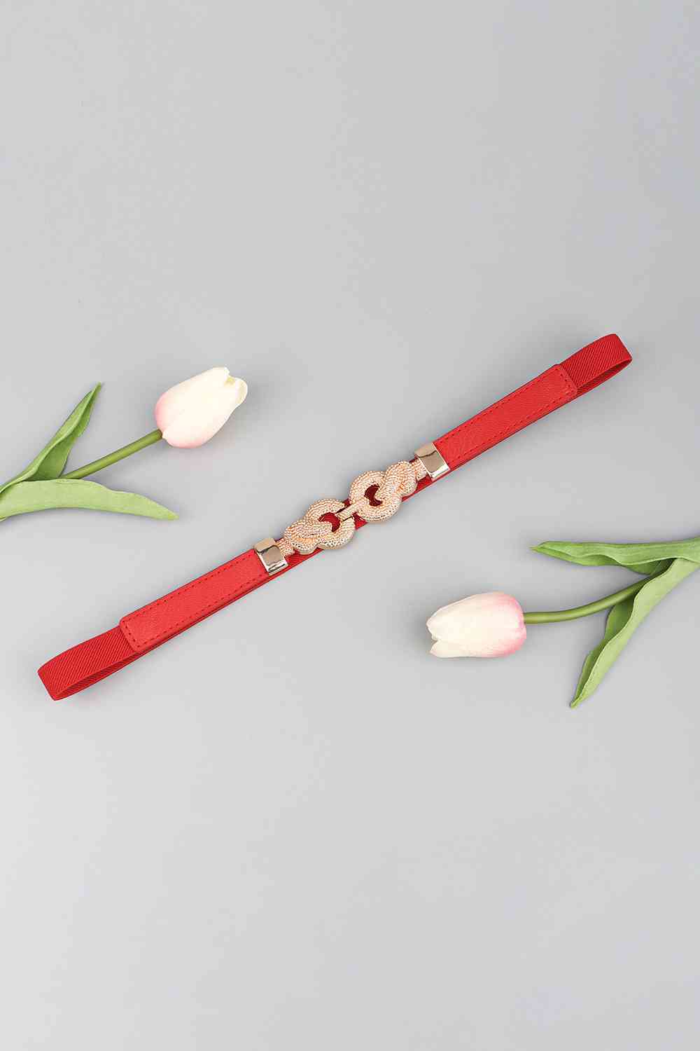 3 Zinc Alloy Vegan Leather Thin Belt