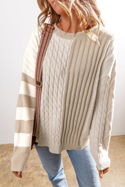 Cozy Cable Knit Colorblock Sweater