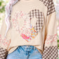 Plaid Floral Love Peace Bishop Sleeve Shirt S - 3X