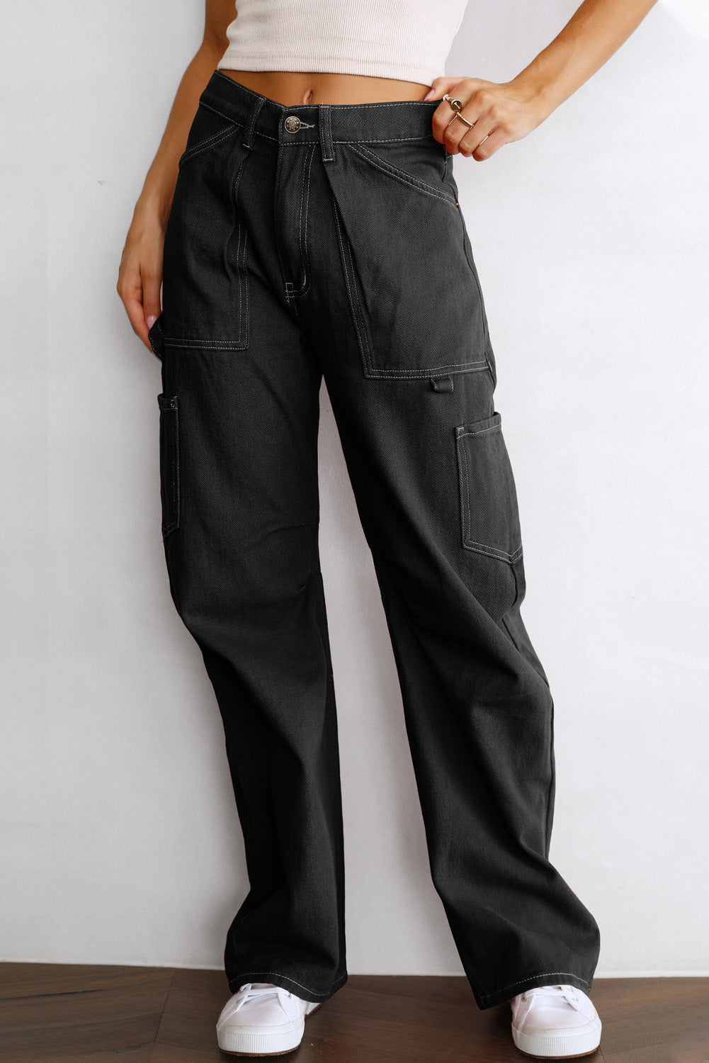 High-Waist Straight Cargo Pants