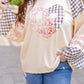 Plaid Floral Love Peace Bishop Sleeve Shirt S - 3X