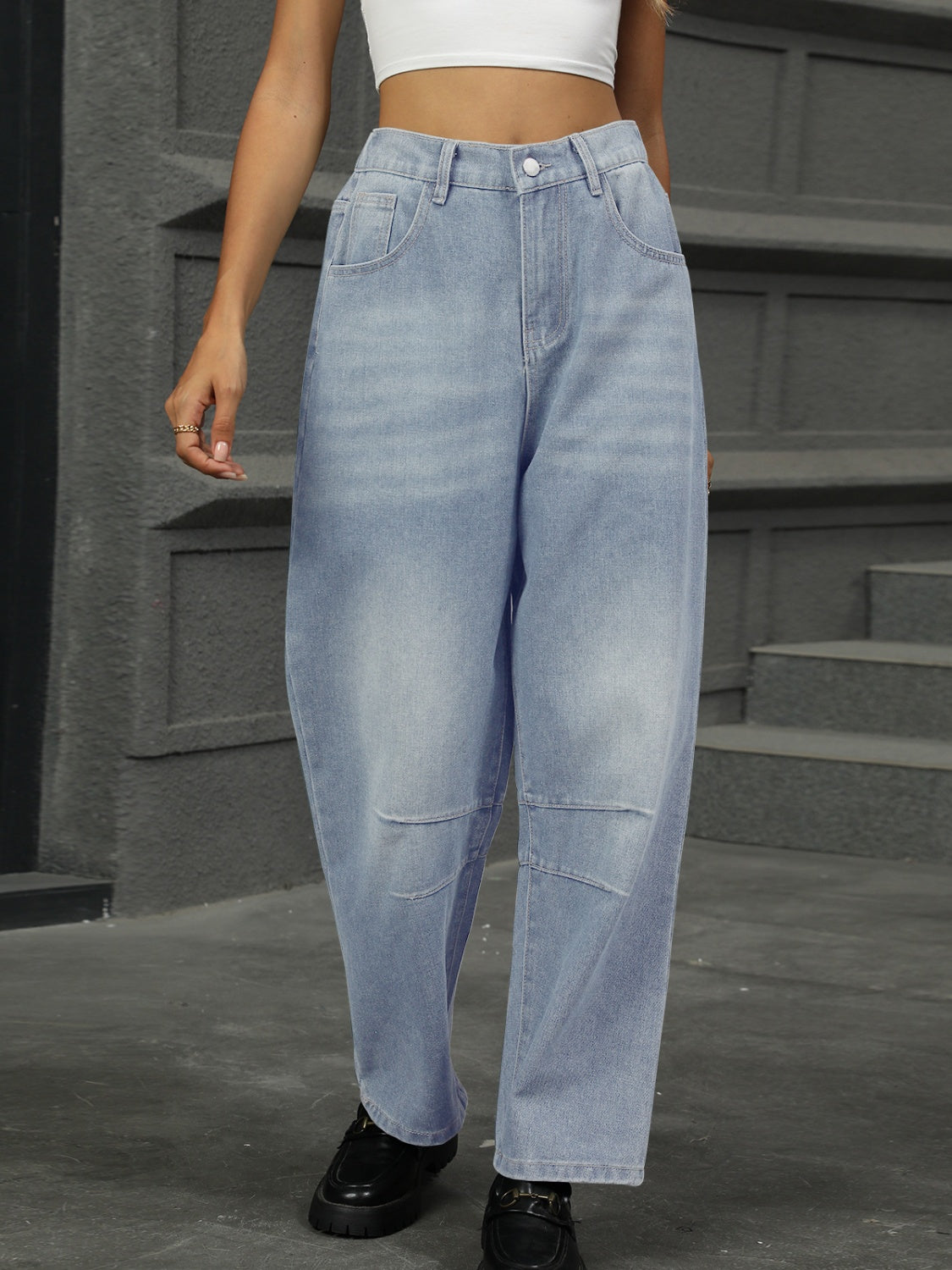 Classic Straight Jeans w/ Comfy Elastic Waist in 3 Colors