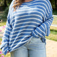 Comfy Blue Stripe Oversized Sweater (1X - 4X)