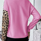 Leopard Color block Waffle Knit Shirt in 2 Colors