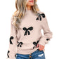 Classic Pearl Embellished Bow Knit Sweater
