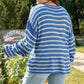 Comfy Blue Stripe Oversized Sweater (1X - 4X)