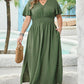Classic Clover Shirred High Waist Maxi Dress (1X - 4X)