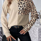 Leopard Color block Waffle Knit Shirt in 2 Colors