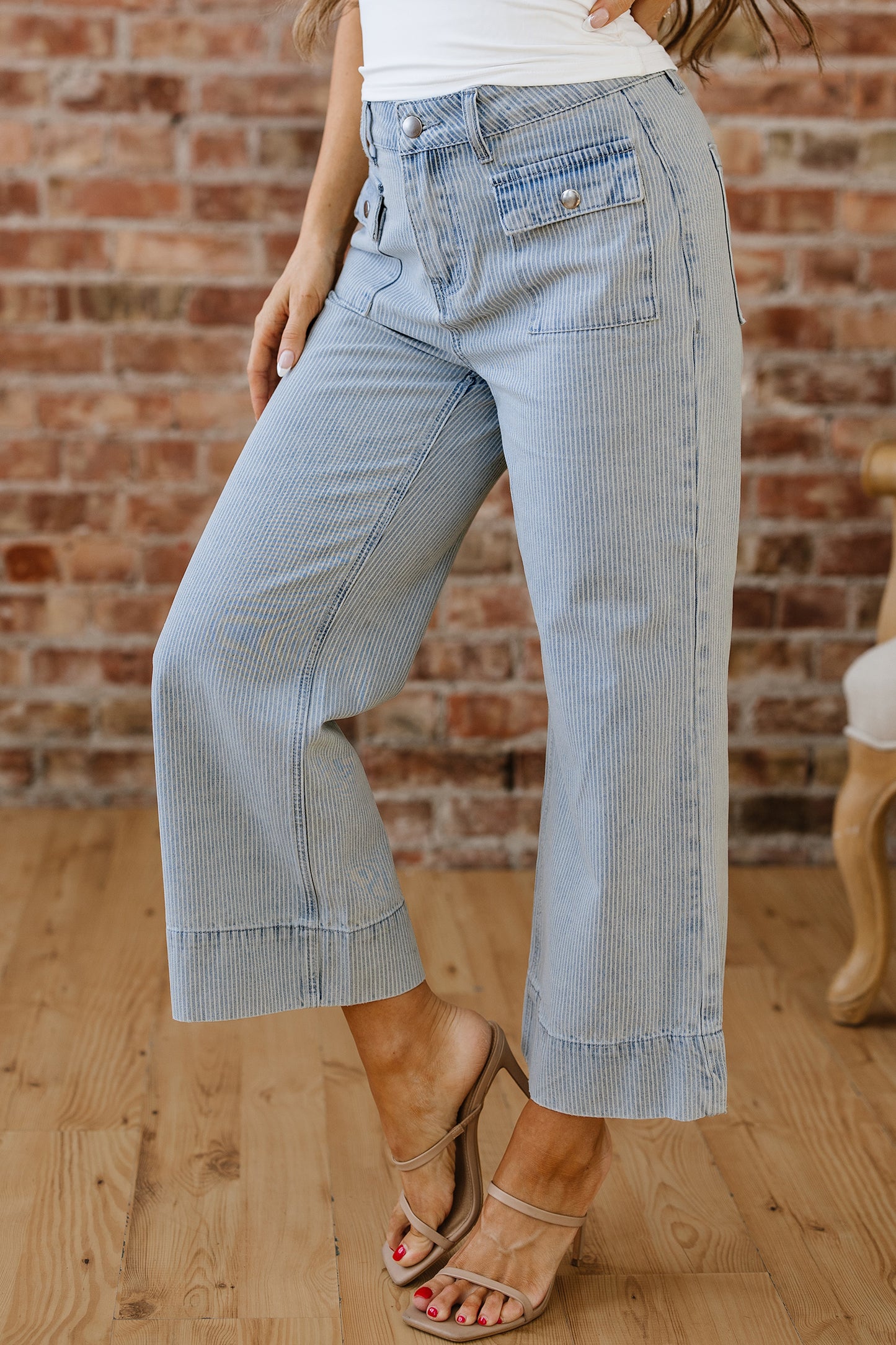 Classy Pinstripe High Waist LaurenNichole Jeans. Size 4 - 16
