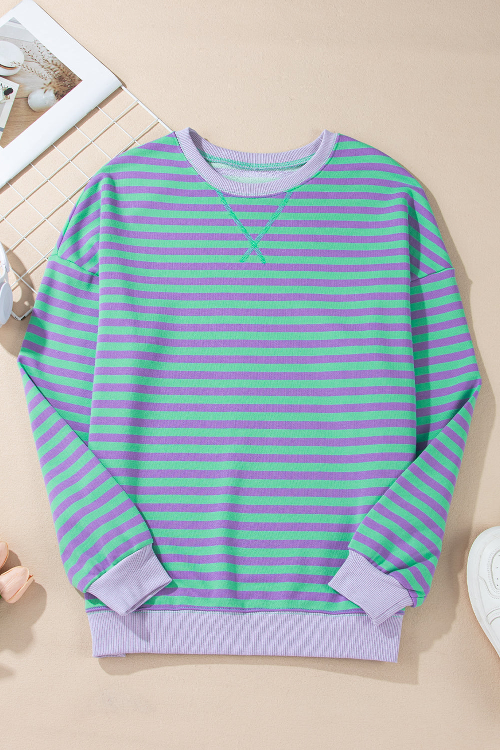 Comfy Oversized Stripe Sweatshirt in 2 Colors (S - 2X)